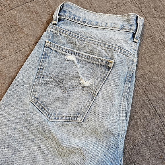 Levis | 505C Orange Tab Cropped Distressed Straight Leg Jeans Heat Stroke Sz 4 - Picture 14 of 15